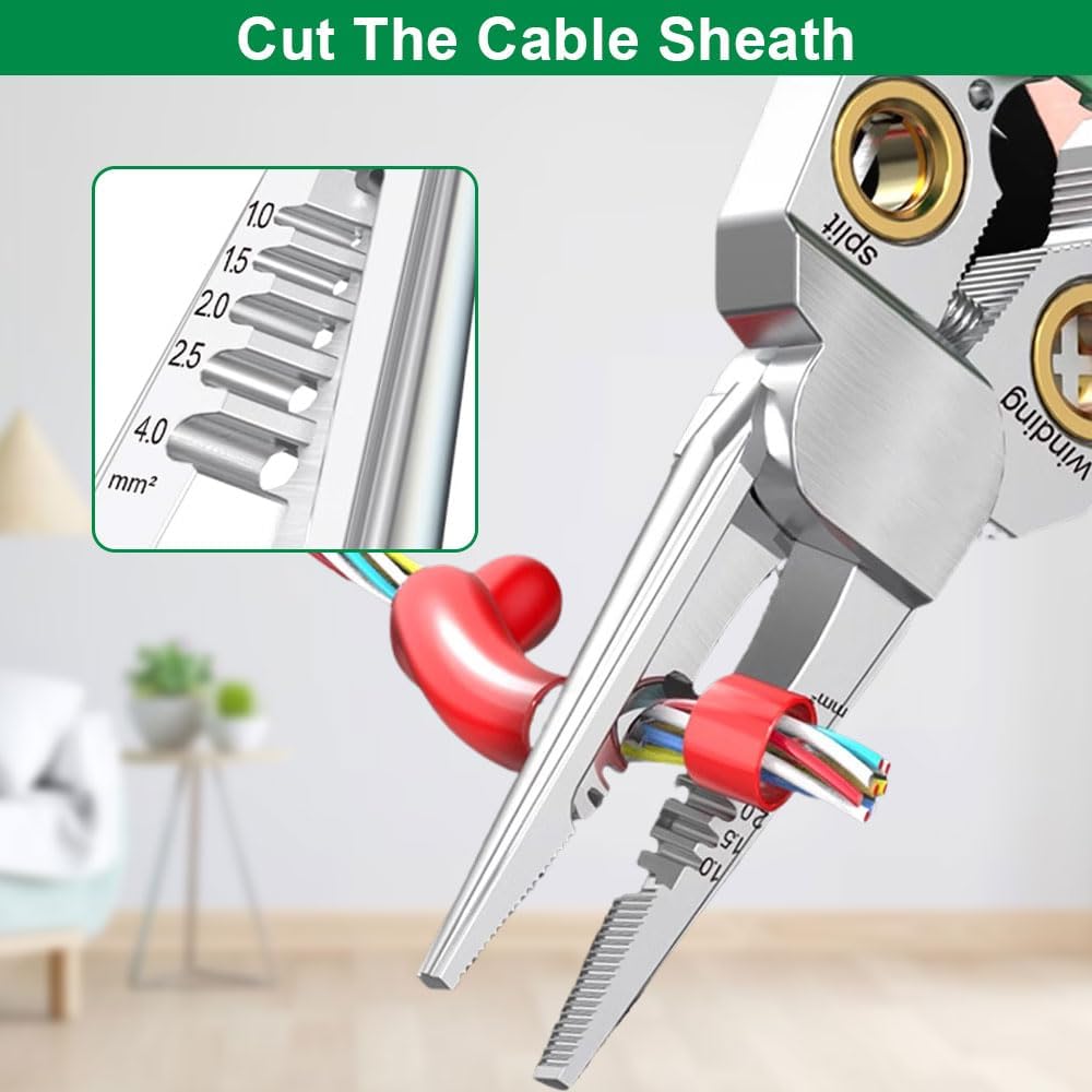 8 in 1 Wire Stripper with Voltage Tester, Pinzas De Electricidad, Multi-Function Electric Wire Stripping Tool for Cutting and Pulling Pliers, Electrician Repair Tool (1PCS)