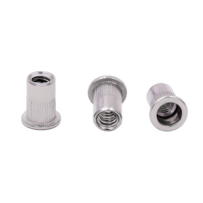 KINJOEK 100 PCS 1/4-20 Rivet Nuts, 304 Stainless Steel Threaded Insert Rivet Nut with Knurled Body