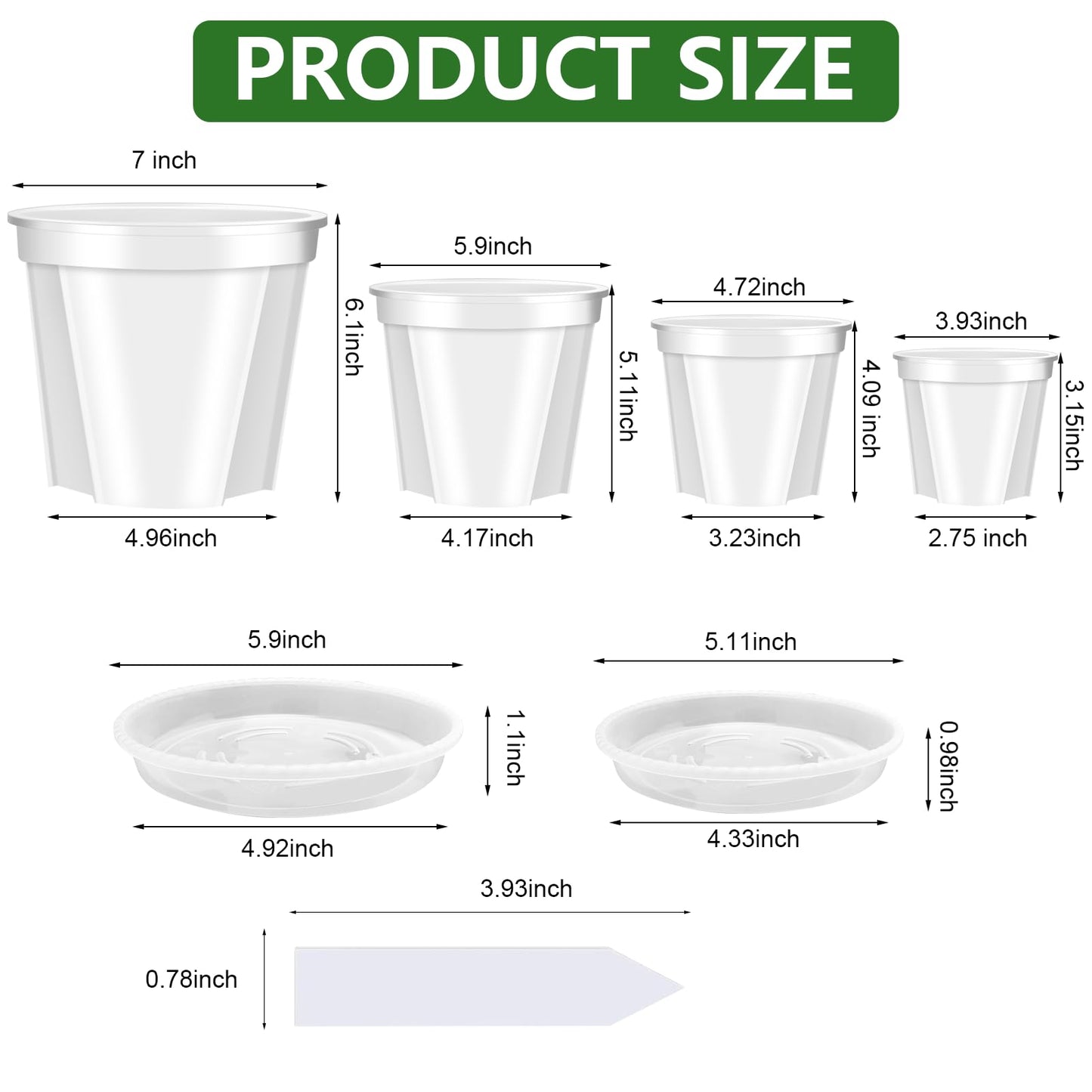 YALIOURS Clear Nursery Pots for Plants, 4/5/6/7 inch Transparent Plastic Plant Pots with Drainage Holes, 8 Pack Garden Pots Seed Starter Pots with Tray and 10pcs Plant Labels