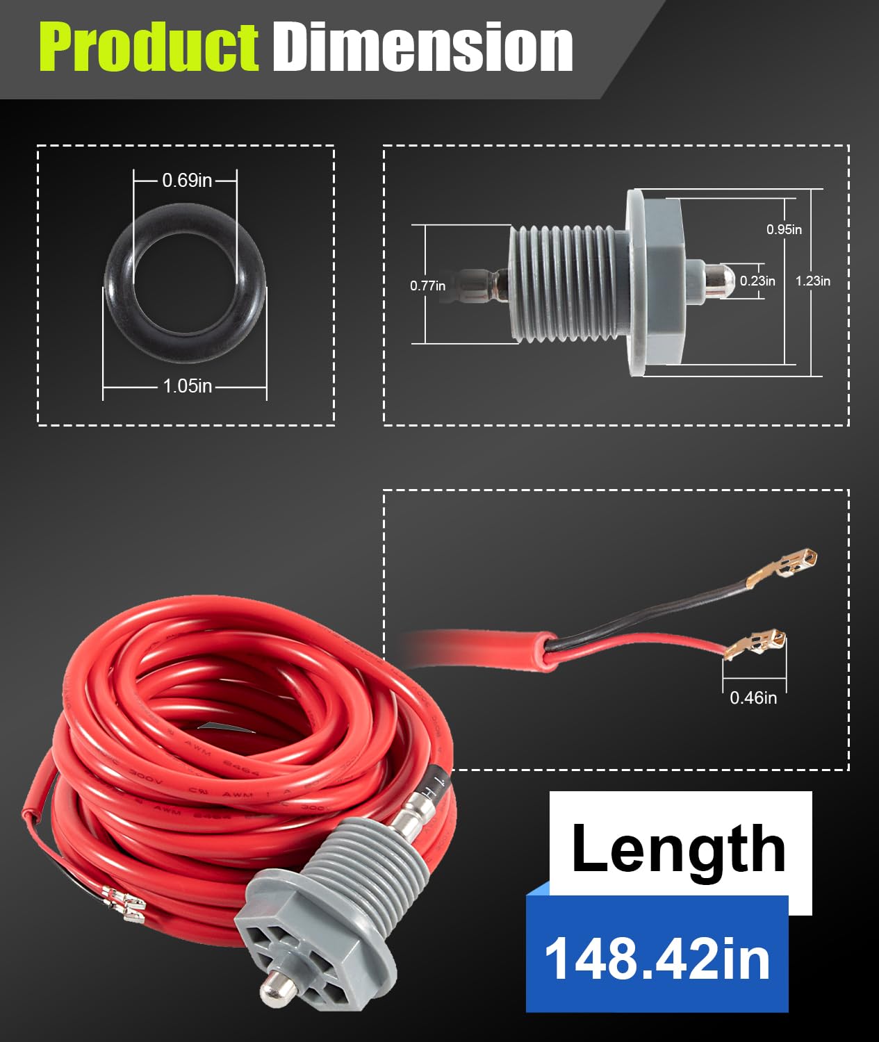 Deargooday 6600-167 Temperature Sensor with Curled Finger Connectors & 6540-228 O-Ring, Fit for Sundance Spas and Jacuzzi Hot Tubs. (6600-167 with O-Ring)