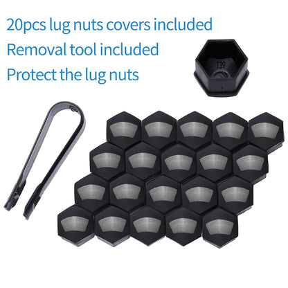 Acorn M12x1.5 Black Spline Lug Nuts - Set of 20, 1.38" Long, Fit for Honda Accord, CRV, Civic