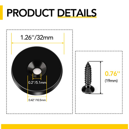 DIYMAG Black Epoxy Coated Disc Countersunk Hole Magnets, Permanent Rare Earth Magnets with Screws-8 Pack 1.26 inch x 0.2 inch