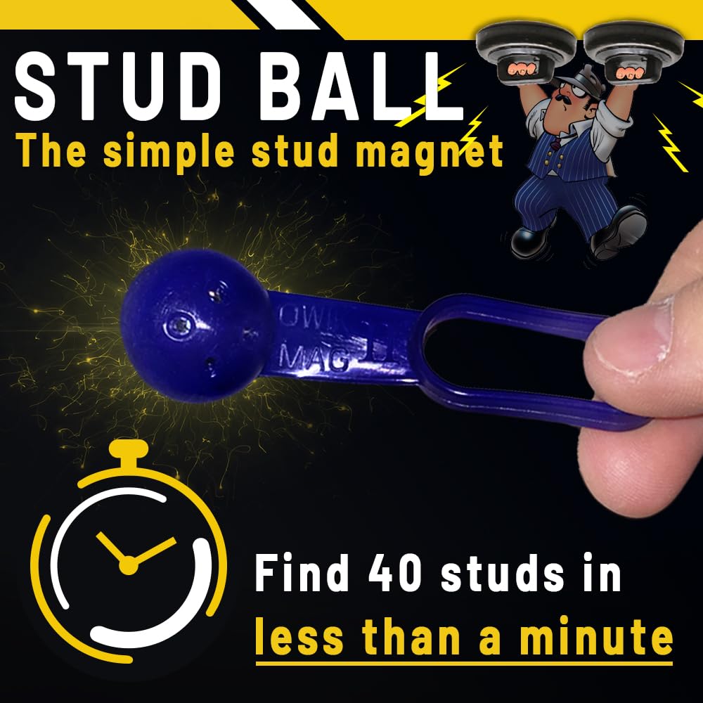 Rack-A-Tiers Stud Ball - Magnetic Stud Finder, Stud Detector, Stud Magnet, Detect Nails, Screws, & Metal Through Drywall, 27 Pounds of Pull, No Batteries Required (52300)