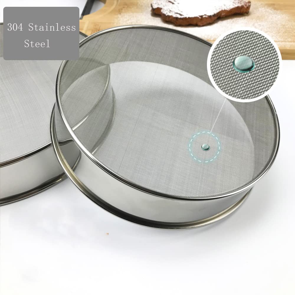 12 Inch Sieves Fine Mesh Strainer Stainless Steel Sifter Round Flour Sieve for Baking Straining Powdering