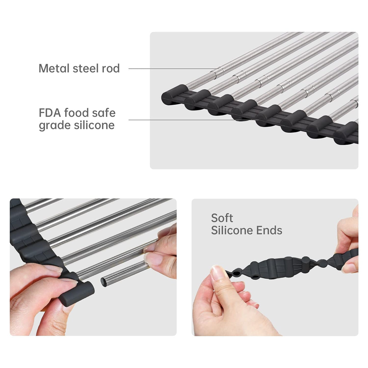 Roll up Dish Drying Rack Over The Sink Kitchen Roll up Sink Drying Rack Portable Dish Rack Dish Drainer (12.79’’21.25’’)