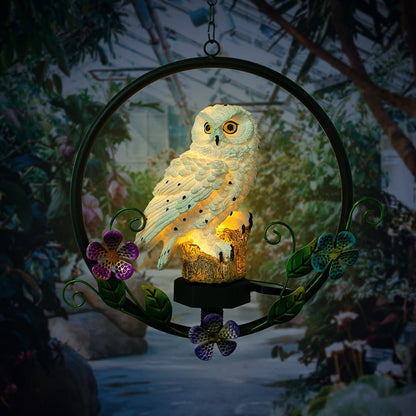 Solar Powered Garden Owl Statue Owl Gifts for Owl Lovers Waterproof Hanging Solar for Outdoor Decorative Unique Gifts for Lawn Yard Balcony