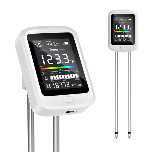 6-in-1 Soil Test Kit for Gardening Deals,2026 Rechargeable Digital pH Meter/Temperature/Sunlight/Fertility/Environmental and Soil Moisture Meter with LCD Display for Indoor/Outdoor Plants
