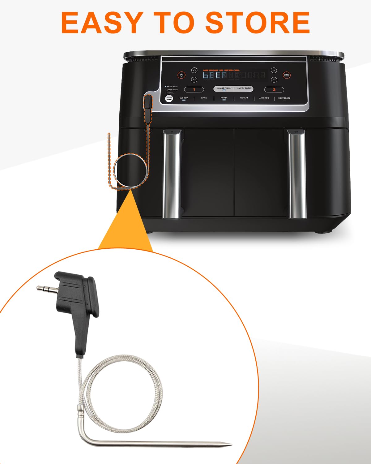 ULXIOM Air Temperature Thermometer Probe Replacement for Ninja DZ550 Foodi Smart XL 6-in-1 Dual Temp Probe Indoor Grill & Air Fryer Accessories