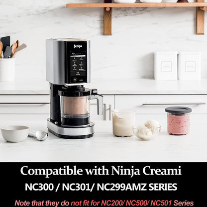 4 Pack Pints and Lids for Ninja Creami NC299AMZ NC300C NC301C CN302CCO Series Ice Cream Makers, BPA-Free & Dishwasher Safe, 16oz SharkNinja Creamy Containers Replacement