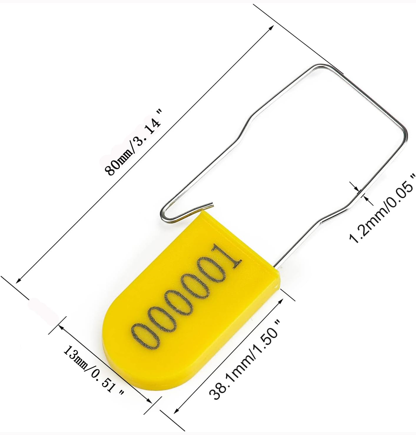 100 PCS Plastic Wire Padlocks, Numbered Plastic Padlocks Security Seals Electric Meter Seal Disposable Anti-Tamper Locks, Yellow