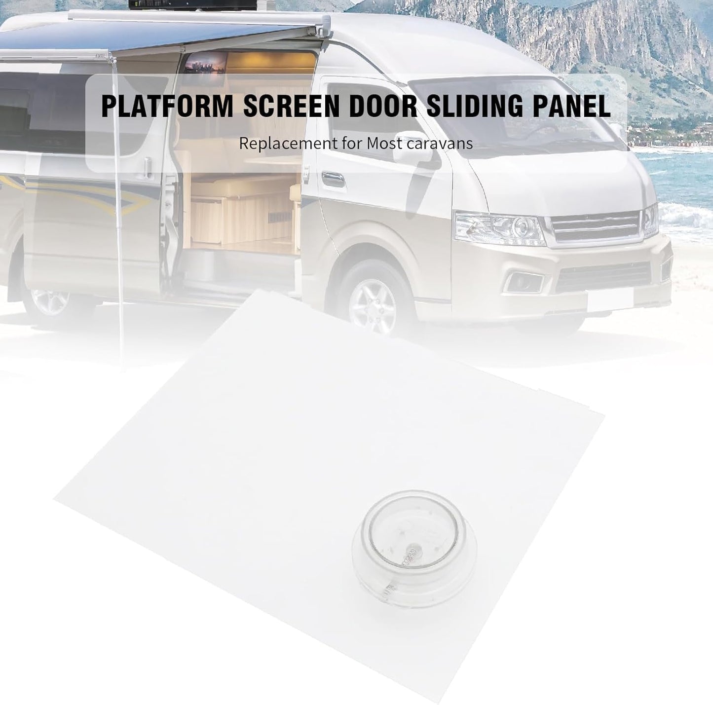 Liyquint RV Screen Clear Door Slide Panel 239061 Replacement Sliding Panel with Push-Down Knob Opener, with RVs Enhance Your Travel Experience (1)