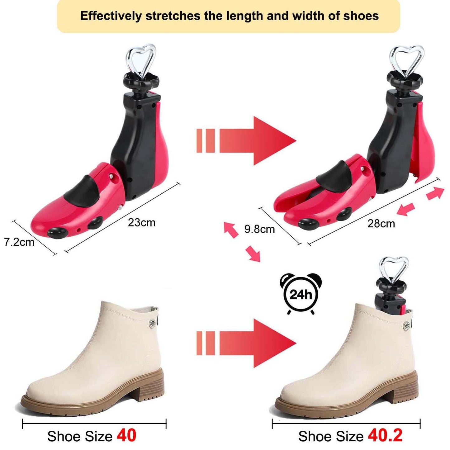 Tigcent Shoe Stretcher Women Men, Adjustable Shoe Tree, Plastic, Unisex Adult, Shoe-Tree, Shoe Stretcher, Women Size 6-11, Men's 5-9.5