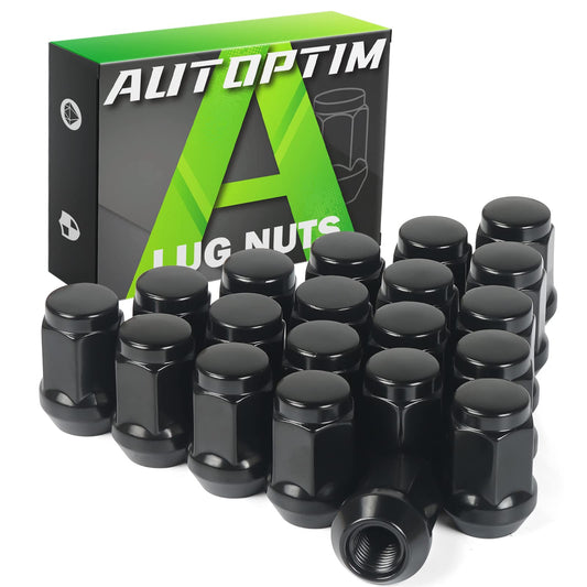 AUTOPTIM 1/2-20 Lug Nuts - Replacement for 1987-2018 Wrangler JK, 2002-2012 Liberty, 1993-2010 Grand Cherokee, 1996-2014 Ford Mustang, Black 19mm Hex 1.38" Tall, Closed End Wheel Lug Nuts (20pcs)