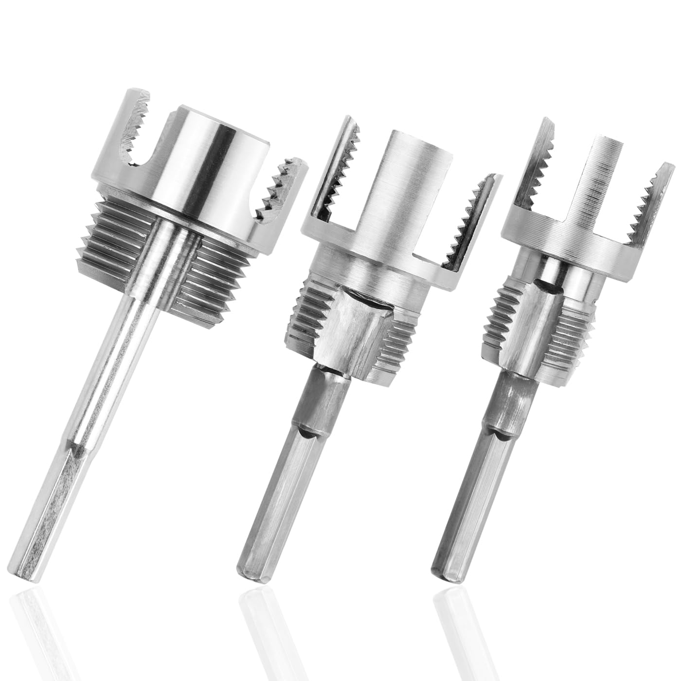 Bestgle 3 Pcs Integrated Internal & External Pipe Threading Tools, Dual Function Pipe Thread Cutting Tool Electric Drill Compatible PVC Plastic Pipe Threader Kit, 1/2" 3/4" 1" Pipe Size Rethreading