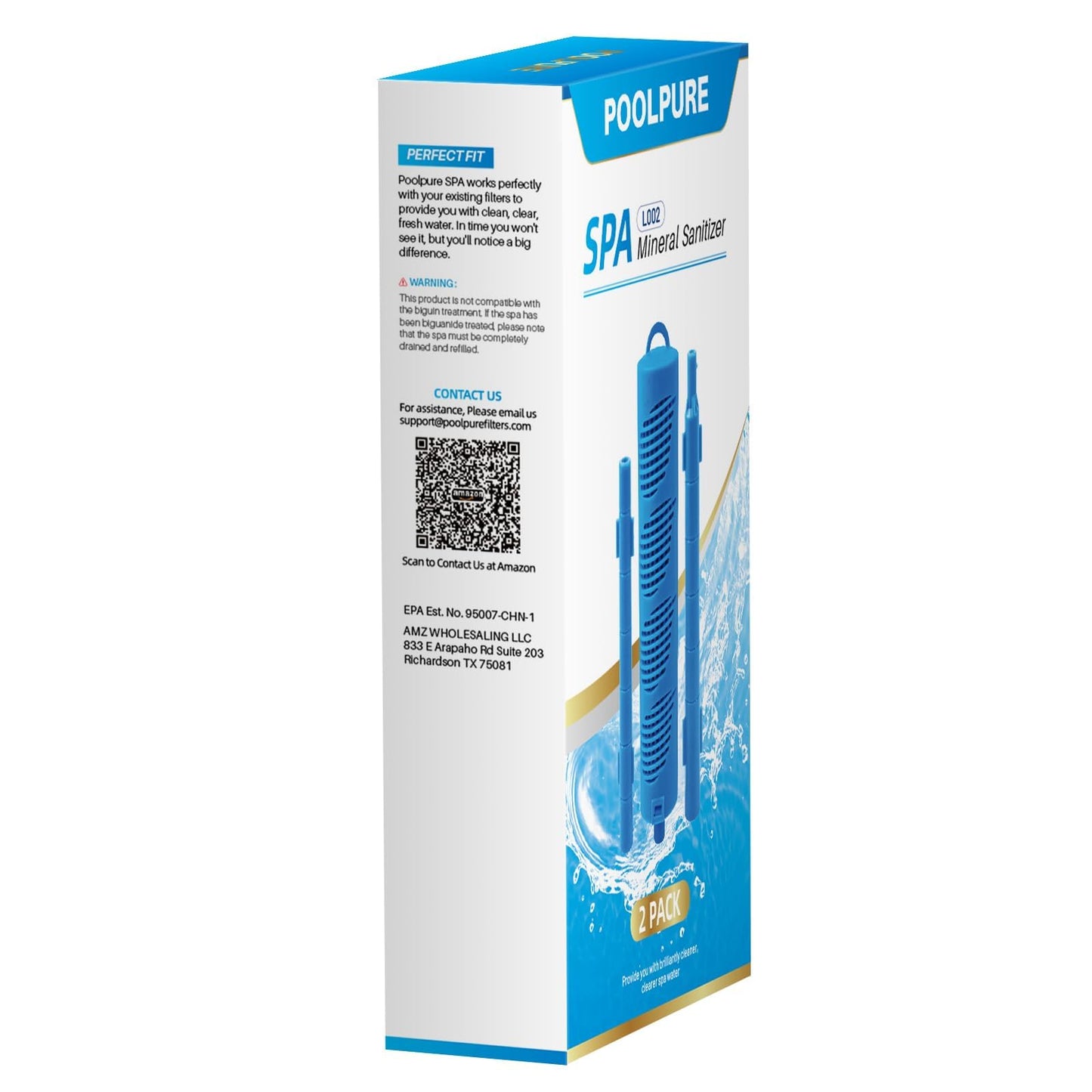 POOLPURE Hot Tub Mineral Stick, Silver Mineral Ion Cartridge, Spa Silver Ion Sanitizer (2 Pack)