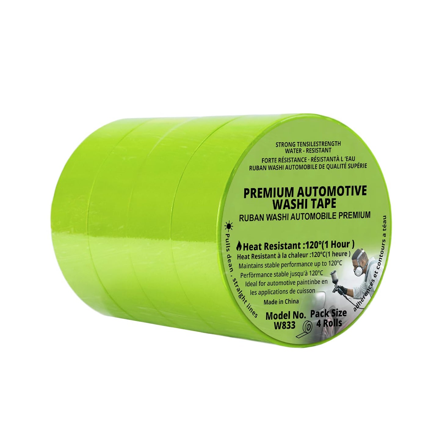 Premium Washi Masking Tape – UV & Heat Resistant, No‑Bleed, High Adhesion for Painting, Automotive, Spray Applications – Water Resistant, Clean Removal – Multiple Sizes & Colours (4, Green, 36mmx50m)