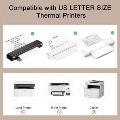 Thermal Printer Paper 8.5 x 11 Inch, 200 Sheets US Letter Size Thermal Paper, Continual Feeding Folded Printing Paper Compatible with m08F/A40 Thermal Portable Printer