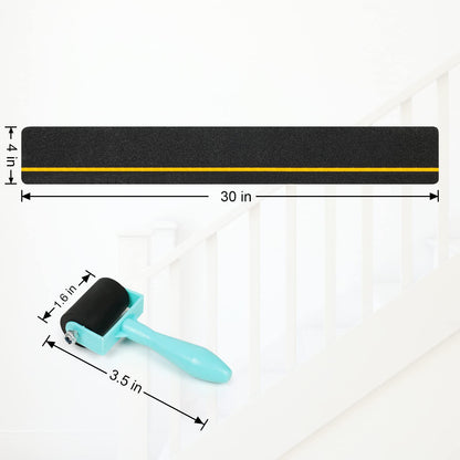 SinoPack Anti Slip Tape with Yellow Reflective Strips (10-Pack) 4'' x 30'' Waterproof Non Skid Tapes, Best Grip Non Slip Strips Tape High Traction Friction Abrasive Adhesive for Stairs Step