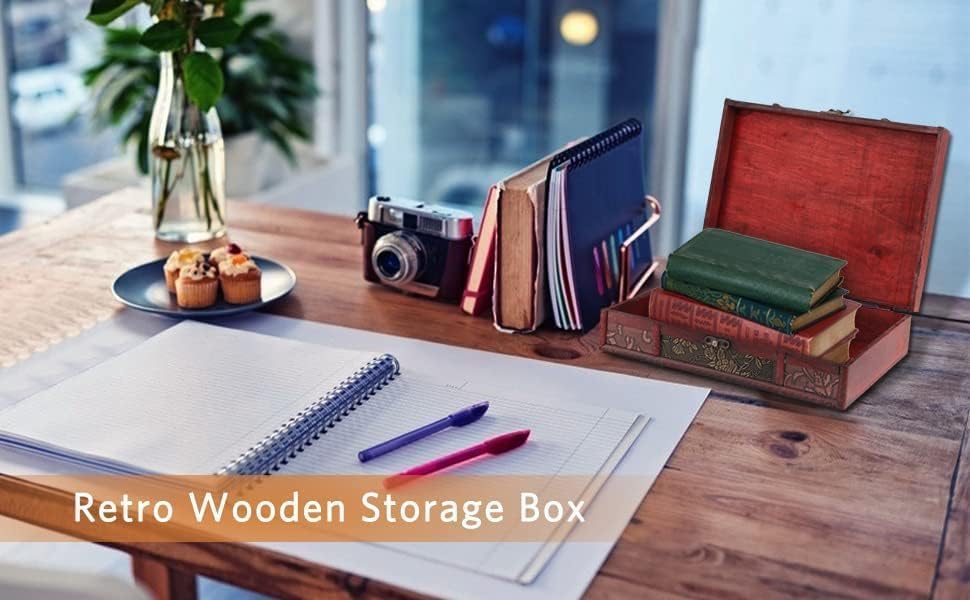 Wooden Box, 11 x 8.5 x 3.2in Large Keepsake Box with Lid Decorative Boxes Wood Storage Box Treasure Chest Trinket Box Gift Box Wood Jewelry Box Memory Box Wooden Chest Box for Decorative