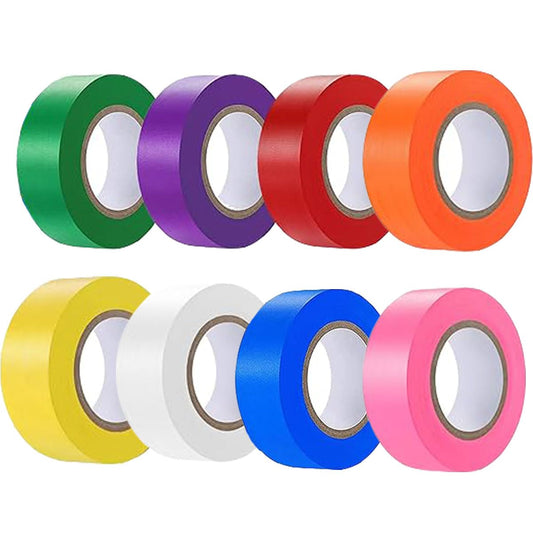 Aisetmoon 8 Pack Fluorescent Flagging Tape Assorted Colors, Non-Adhesive Plastic Ribbon Neon Marking, 1 Inch Width, 150 Ft Length Marking Tape, Surveyors Ribbon for Boundaries and Hazardous Areas