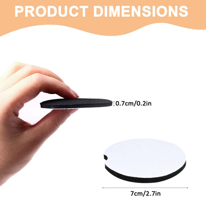100 Pcs Sublimation Car Coasters Blanks, 2.75-inch Round Car Coasters, Custom Kitchen Coffee Table Decor, DIY Crafts, Thermal Sublimation Supplies, Party Favor and Gifts for Birthday Wedding Christmas