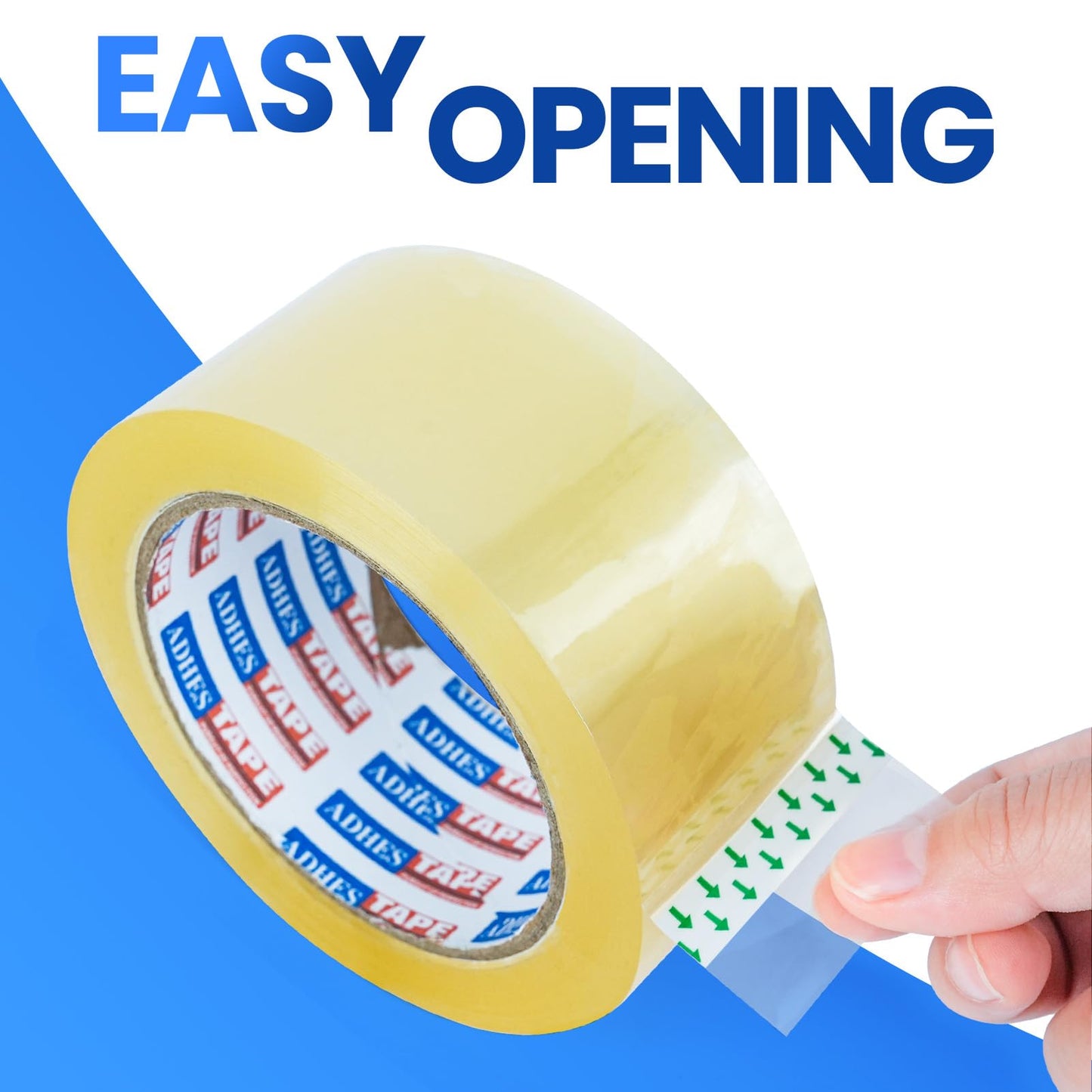 ADHES Clear Packing Tape Shipping Tape Packaging Tape Moving Tape, 54.68yard Per Roll 1.89inch Width 2.6Mil Thickness(12Rolls)