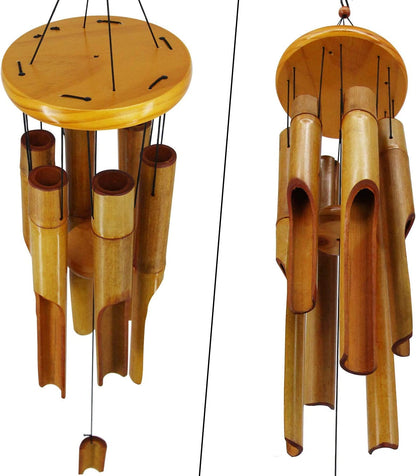 Bamboo Wind Chimes Outdoor,Wooden Wind Chimes with Melody Deep Tone,30" Classic Zen Garden Windchime for Relaxation, Grace.Home Décor for Patio, Garden or Indoor