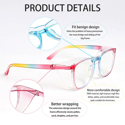 B.ANGEL Safety Glasses for Men and Women, Anti-fog Protective Eyewear with Scratch Resistant Clear Wraparound Lenses.