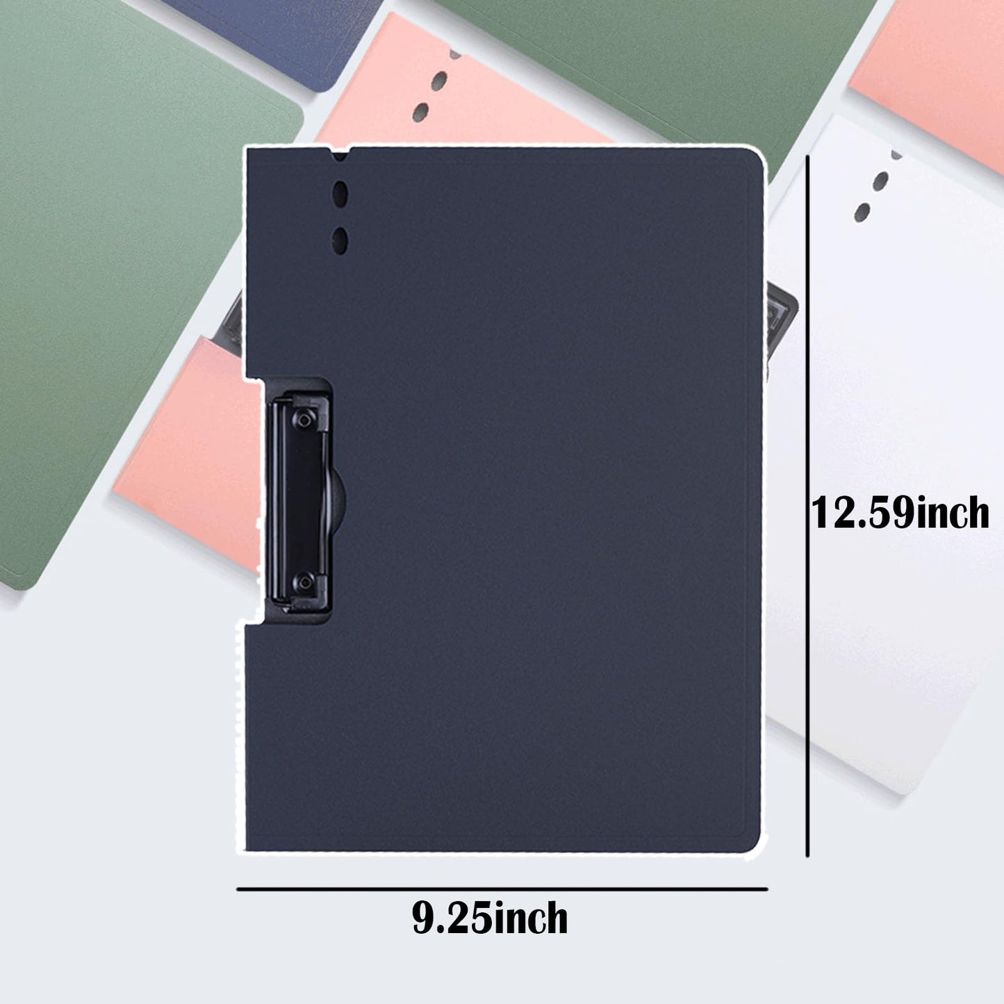 Aliji 6 PCS Clip Boards with Folder, Plastic Clipboard with Cover A4 Foldable Clipboard Folder and Storage Binder Clip Boards Punchless with Spring Action Clamp for Classroom Office Work (Horizontal)