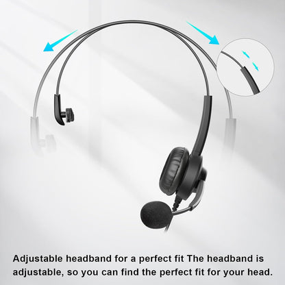 Wantek RJ9 Mono Telephone Headset with Noise Cancelling Microphone, Corded Desk Phone Headset for Polycom ShoreTel NEC Nortel Norstar Toshiba Siemens Landline Office Phones (One Ear)