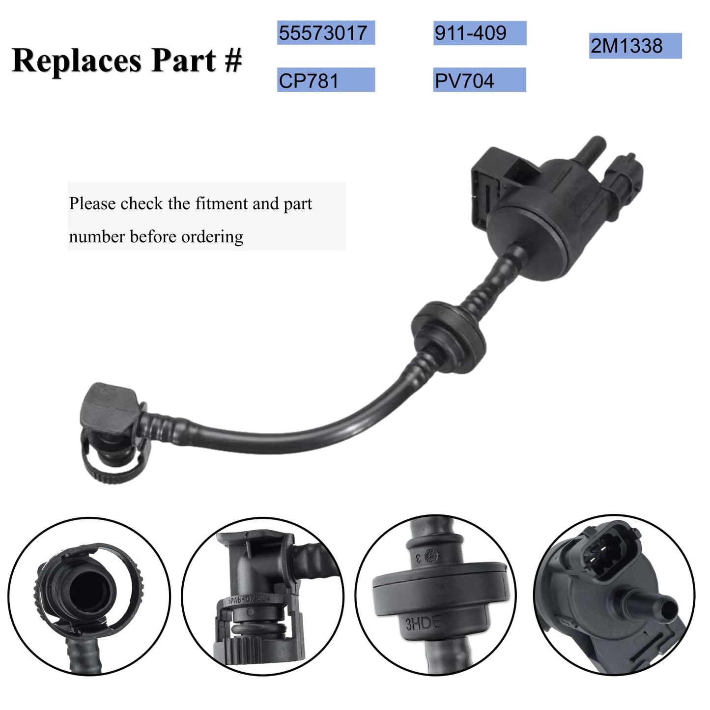 Vapor Canister Purge Valve for Chevy Cruze Sonic Trax Buick Encore 1.4L L4 Vapor Canister Purge Solenoid Valve Replace 55573017 EVAP Vent Purge Control Valve