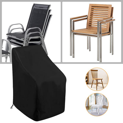 Uranshin Outdoor Patio Furniture Covers, Stackable Waterproof Chair Covers, 210D Oxford, Black, 25"L x 25"W x 47”H