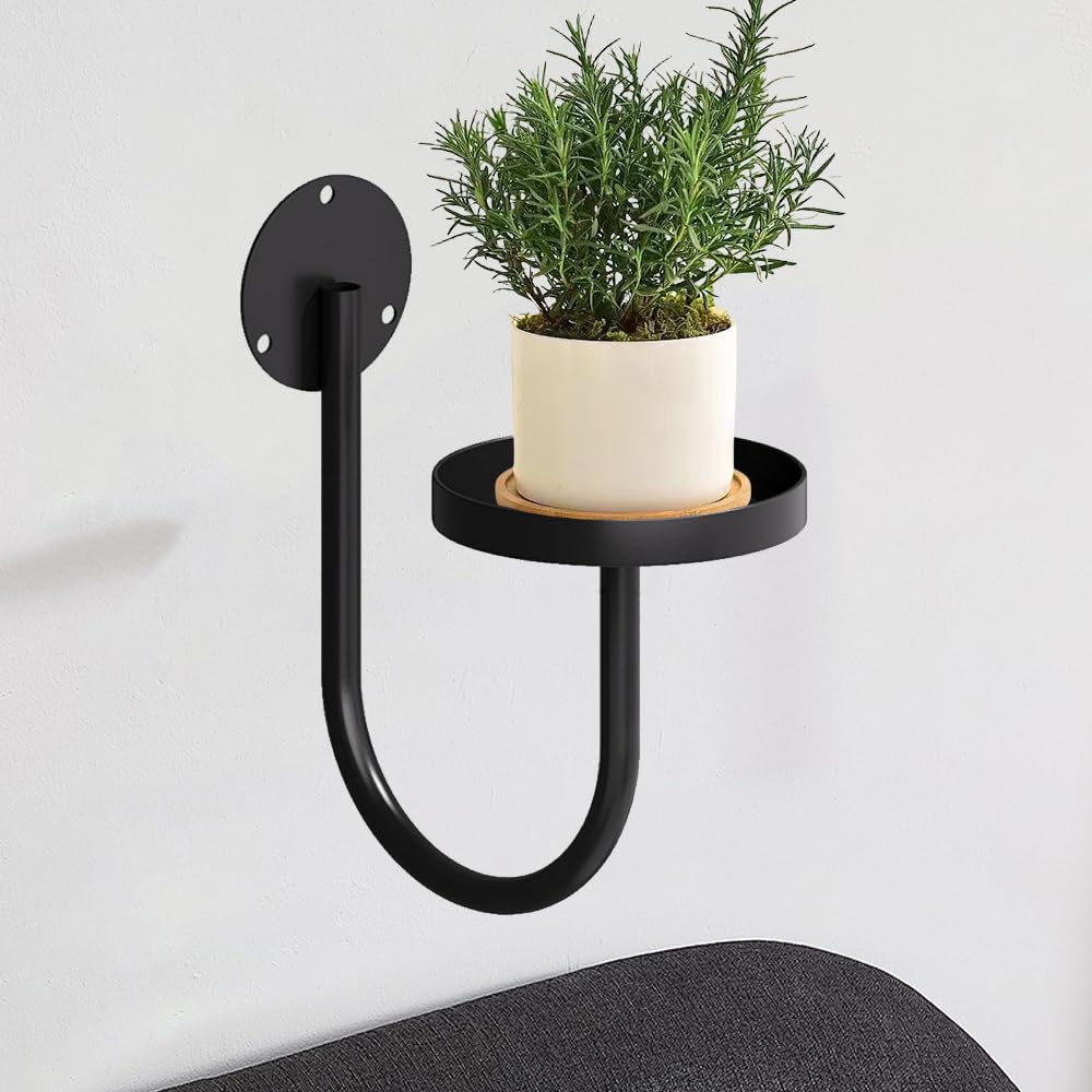 3 Pack Wall Plant Holder Wall Planters Black Metal Plant Wall Shelf Indoor Plants Hanger Modern Wall-Mounted Hanging Planter for Outdoor Livingroom Window Bedroom Balcony Patio Flower Pot Decor