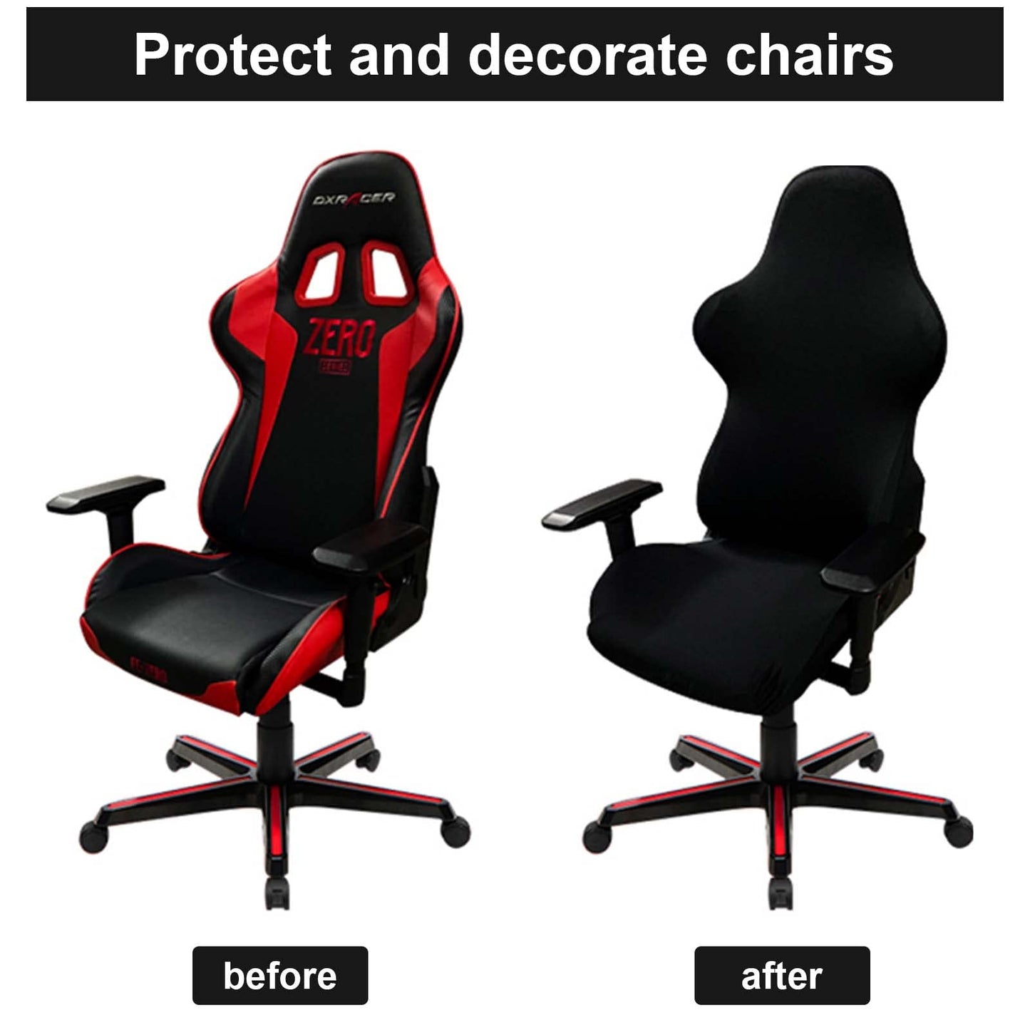 4-Piece Gaming Chair Cover, Universal Office Chair Cover Set, Covers for Chairs with Armrests, Chair Back Cover, Seat Cover, Office Chair for Computer Chairs/PC Seat Cover Chair