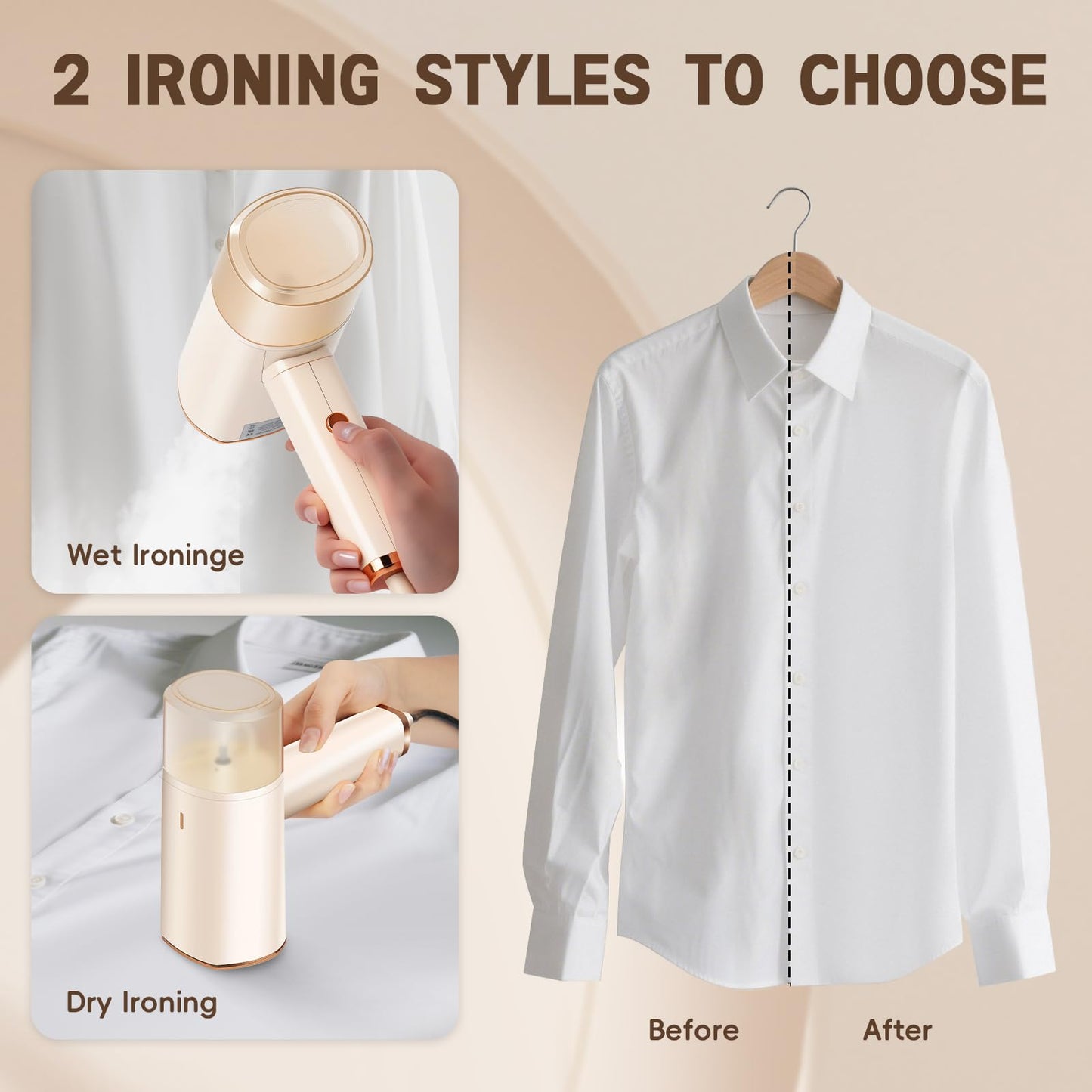 1500W Portable Steamer for Clothes - Foldable Compact Travel Steamer with 168ml Tank, Small Handheld Garment Steamers Iron with Brush for Home, Travel, Dorm Essential, 110V Only, Not for Europe