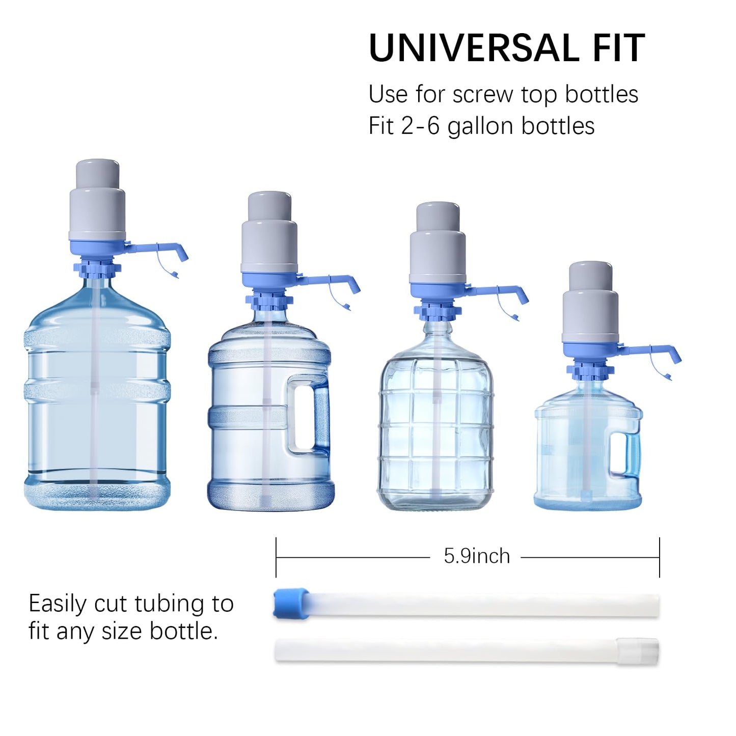 5 Gallon Water Dispenser Sold by Dyreps - Manual Water Dispenser for 5 Gallon Bottle with Pressure Relief Valve for No Drips, Easy Hand Press Water Pump Dispenser Fit for 2-6 Gallon Bottle (Blue)