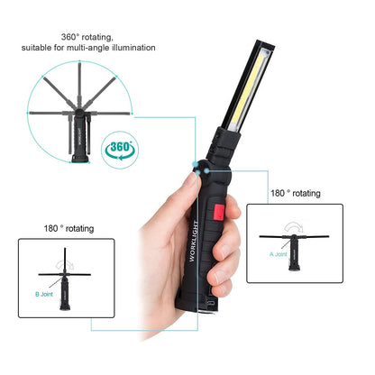 Rechargeable Work Lights, LED Work Light with Magnetic Base and Hanging Hook,360°Rotate 5 Modes Magnetic Rechargeable Flashlights for Mechanics Car Repair, Home, Garage, Emergency,BBQ,Camping(4 Pack)