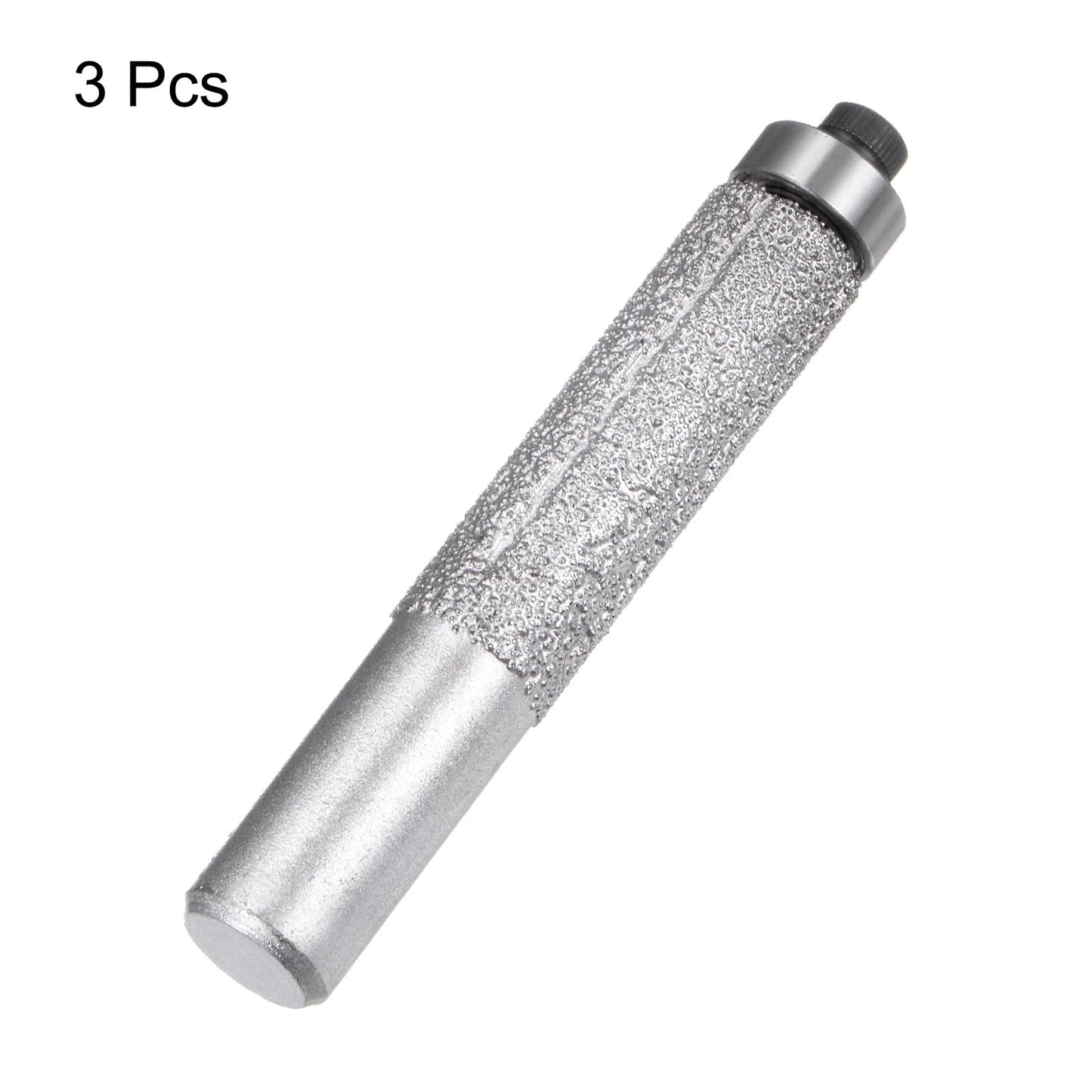 uxcell 3 Pcs Diamond Profile Straight Router Bit 13.3mm Dia 1/2" Shank 46 Grit Wet Dry Use Brazed Cylinder Profile Wheel with Bearing for Marble Quartz Stone Tile Edge Cutting