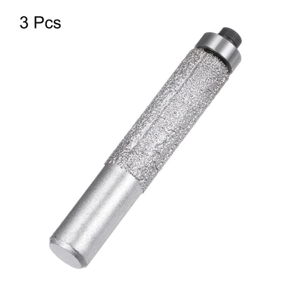uxcell 3 Pcs Diamond Profile Straight Router Bit 13.3mm Dia 1/2" Shank 46 Grit Wet Dry Use Brazed Cylinder Profile Wheel with Bearing for Marble Quartz Stone Tile Edge Cutting
