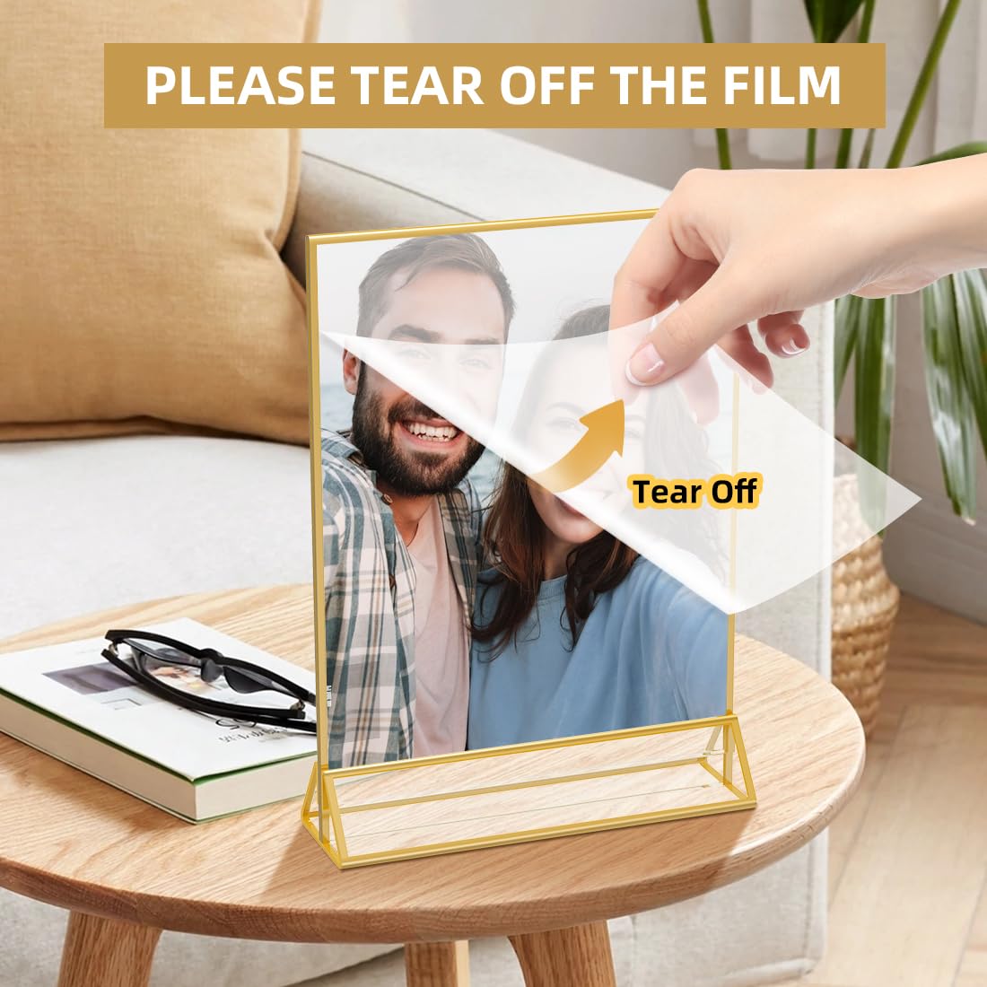 PPH-Sisy Acrylic Sign Holder 4 x 6 Gold Frame Display Stand ，Clear Table Flyer Holder，Plastic Paper Holder for Home, Office, Shop- Exhibition 4 x 6 inches (6pcs)