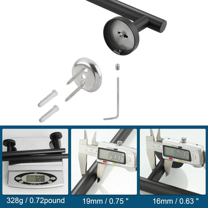SAYAYO Bathroom Towel Rack Black Towel Bar 24 Inch Wall Mounted, SUS304 Stainless Steel Towel Holder for Kitchen (21 Inch Hanging Length)