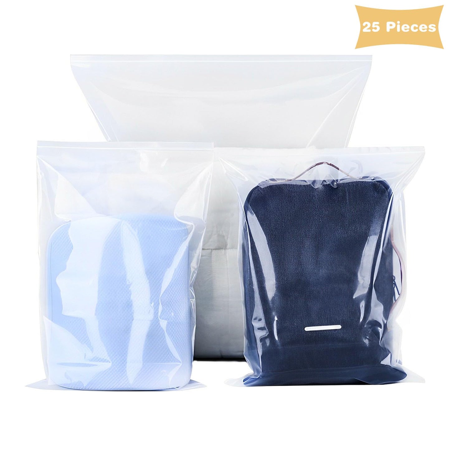 25 Pieces Large 5 Gallon Plastic Zipper Storage Bags 18x24 Inches Clear Reclosable Storage Bag