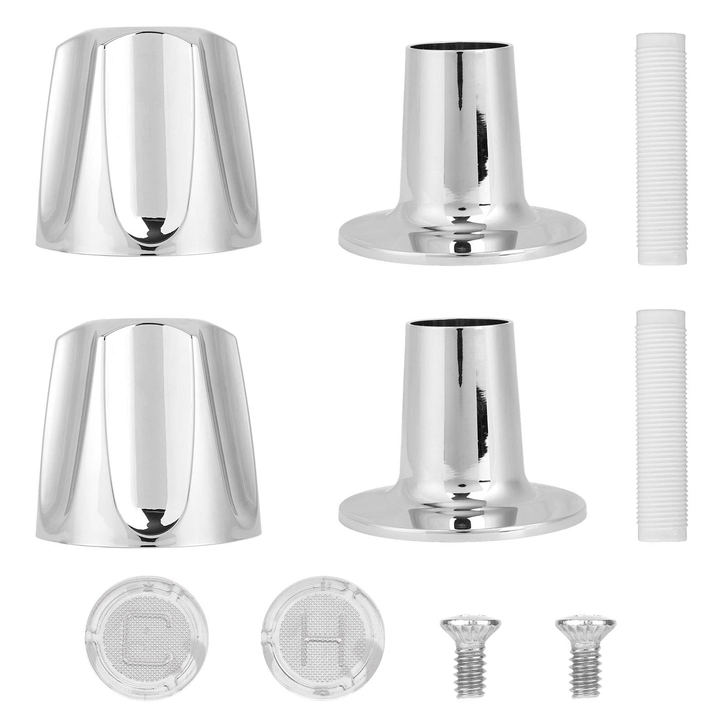 Shower Knobs Replacement Kit 2 Piece, Matte Shower Hot and Cold Tub Knobs Include Base Connectors Screws Bathtub Faucet Handle Remodel Trim Kit Compatible with Pfister Verve (Silver)