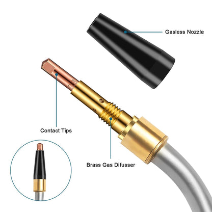 SUNJOYCO 28 PCS Flux Core Gasless Nozzle Tips Kit, KP1939-1 MIG Welder Tips, 0.030" 0.035" Welding Tip Nozzle Diffuser, MIG Welder Parts Compatible with Lincoln Magnum 100L Weld-Pak