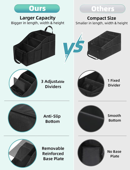 YOHOOLYO Car Seat Organizer for Front Back Seat Passenger Seat Organizer with Belt Car Organizer Between Backseat Collapsible Car Seat Storage Organizer with 4 Cup Holders Kids Adults Black