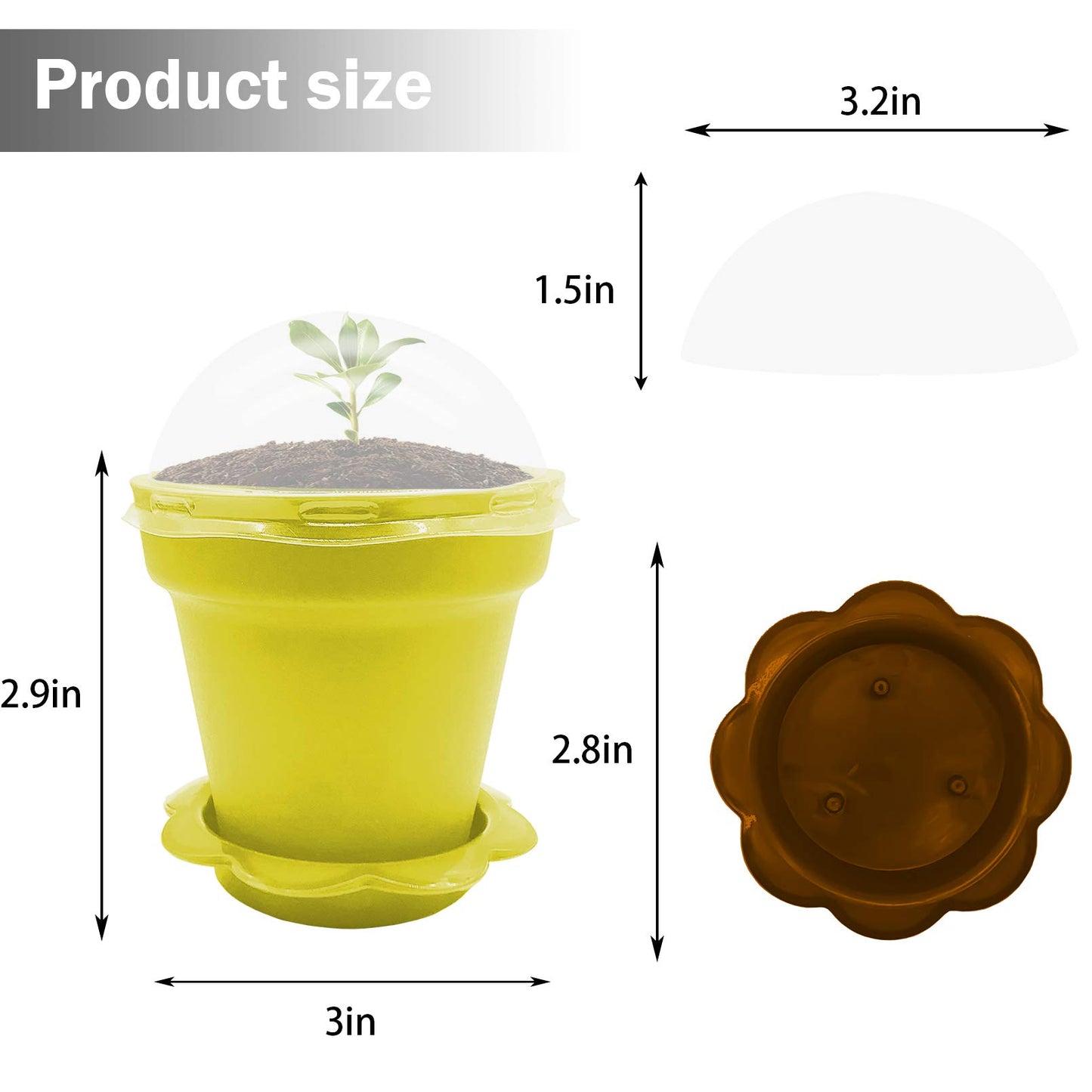 25 Packs Cupcake Plant Nursery Pots with Humidity Dome - 3" Flower Pots with with Lids & Trays - Planting Containers Cups for Indoor Outdoor Plant Succulent Display (Mixed Color)