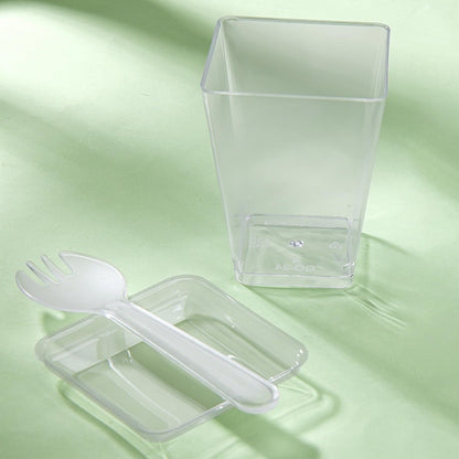 Toowood 50pcs Clear Dessert Cups with Lids and Spoons, 5.4oz Dessert Cups, Mini Cups Reusable Square Parfait Cup for Party Appertizer, Christmas