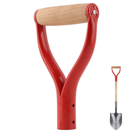 Shovel D Grip Handle, 3.1cm/1.22inch Inner Diameter Metal Spade Snow Shovel Replacement Handle with Comfortable Grip, Shovels Replacement for Garden Digging Raking Tool(Red)
