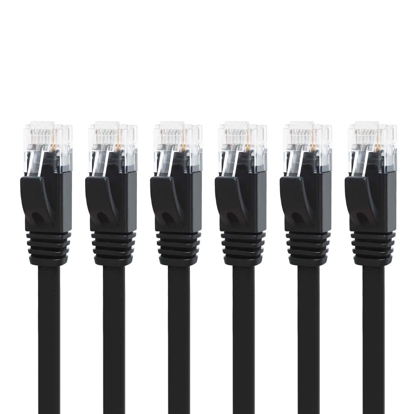 Yauhody 15ft CAT6 Ethernet Cable Black, High Speed Solid Flat CAT6 Gigabit Internet Network LAN Patch Cords, Bare Copper Snagless RJ45 Connector for Modem, Router, Computer (15ft 6Pack, Black)