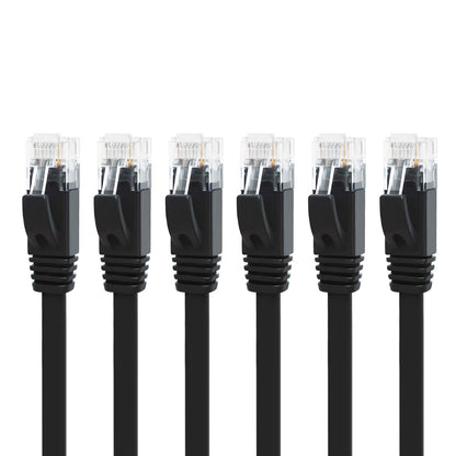 Yauhody 15ft CAT6 Ethernet Cable Black, High Speed Solid Flat CAT6 Gigabit Internet Network LAN Patch Cords, Bare Copper Snagless RJ45 Connector for Modem, Router, Computer (15ft 6Pack, Black)